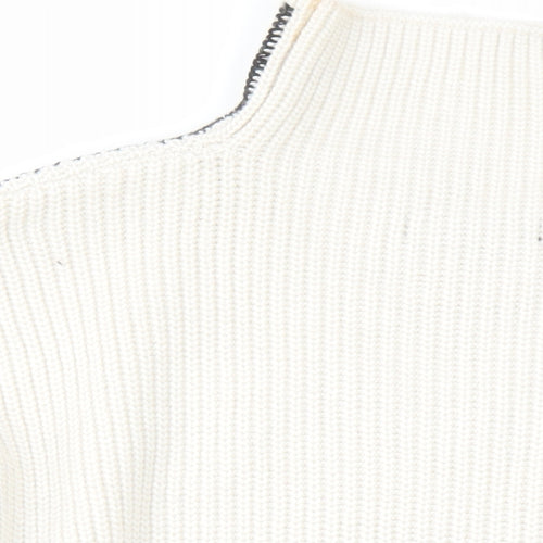 marks and Womens Beige High Neck Polyester Pullover Jumper Size L