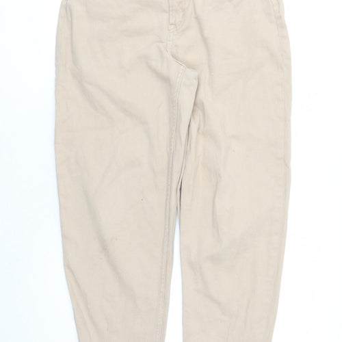 Divided by H&M Womens Beige Cotton Tapered Jeans Size 12 L27 in Regular Zip - Pockets