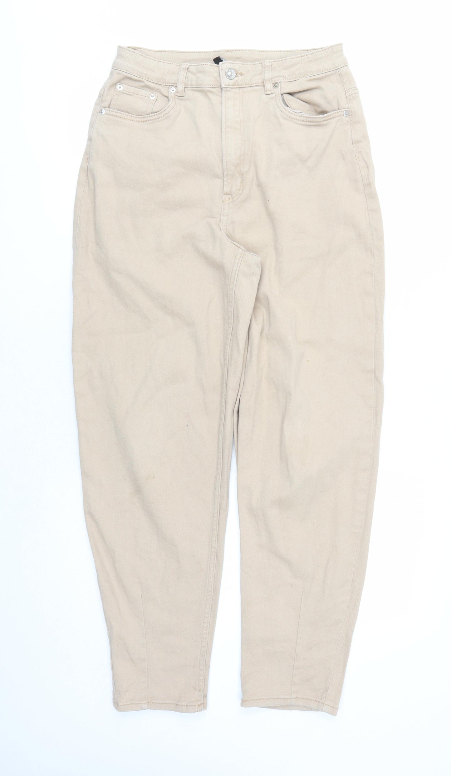 Divided by H&M Womens Beige Cotton Tapered Jeans Size 12 L27 in Regular Zip - Pockets