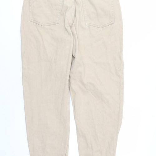 Divided by H&M Womens Beige Cotton Tapered Jeans Size 12 L27 in Regular Zip - Pockets