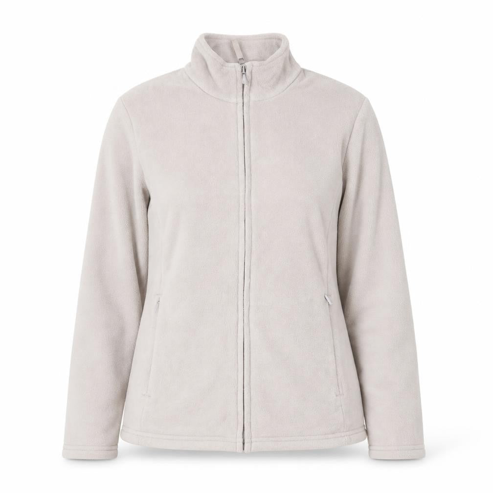 Front view of Marks & Spencer women’s beige jacket, size UK 8, zip - pockets