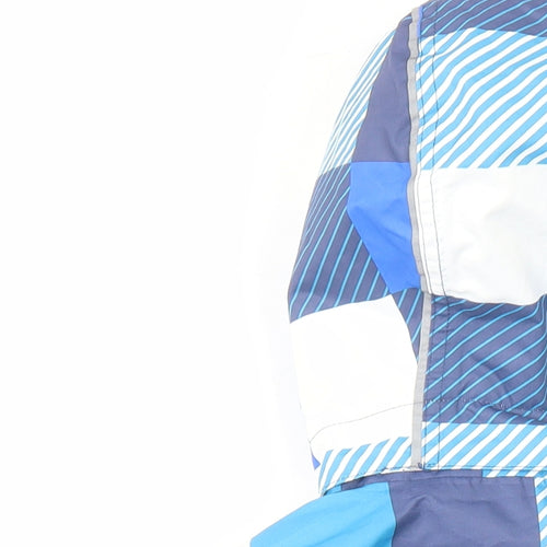 Muddy Puddles Boys Blue Check Rain Coat Coat Size 9-10 Years Zip - Hooded Pockets