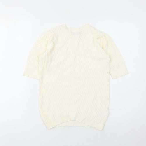 Marks and Spencer Womens Ivory Round Neck Viscose Pullover Jumper Size 10