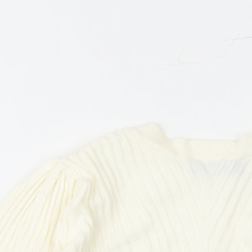 Marks and Spencer Womens Ivory Round Neck Viscose Pullover Jumper Size 10