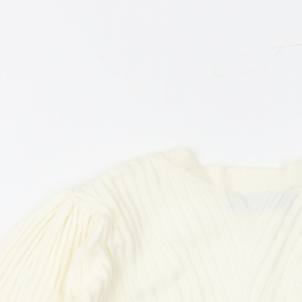 Marks and Spencer Womens Ivory Round Neck Viscose Pullover Jumper Size 10