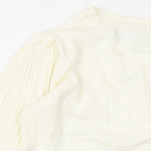 Marks and Spencer Womens Ivory Round Neck Viscose Pullover Jumper Size 10