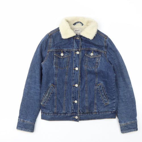 Denim & Co. Womens Blue Jacket Size 8 Button