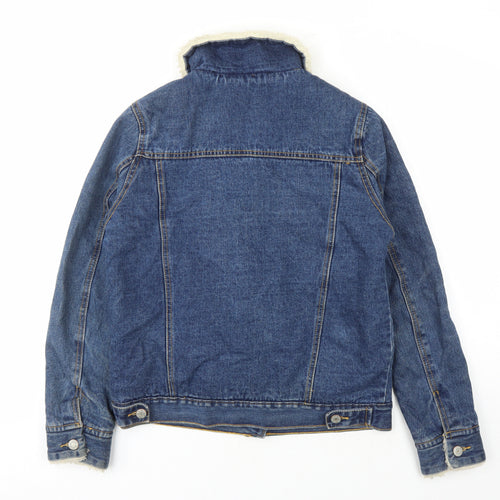 Denim & Co. Womens Blue Jacket Size 8 Button