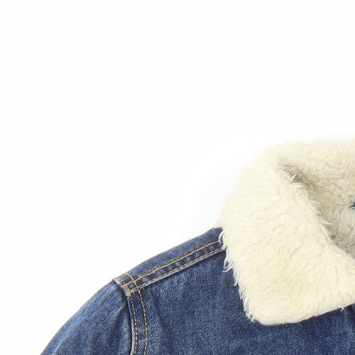 Denim & Co. Womens Blue Jacket Size 8 Button