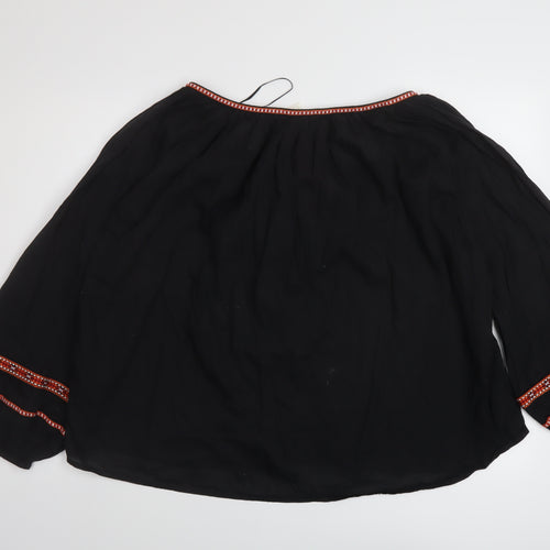 H&M Womens Black Cotton Basic Blouse Size 12 Round Neck