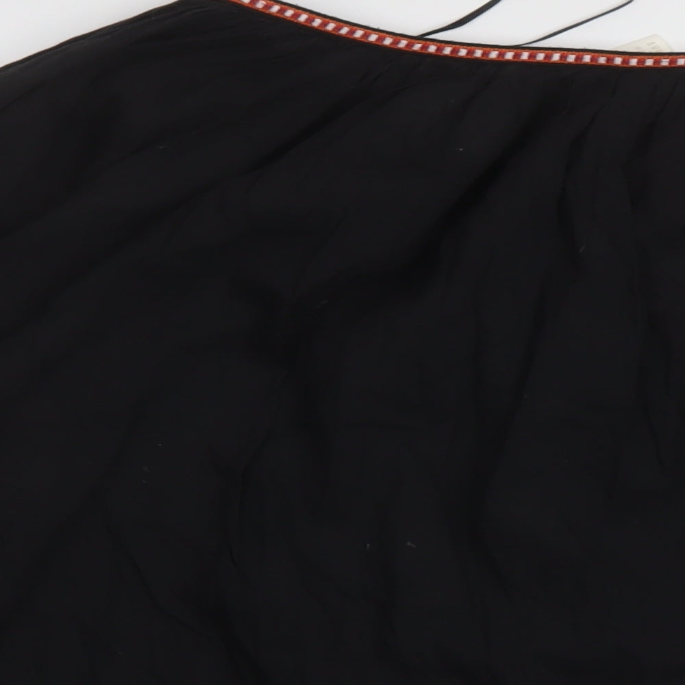 H&M Womens Black Cotton Basic Blouse Size 12 Round Neck