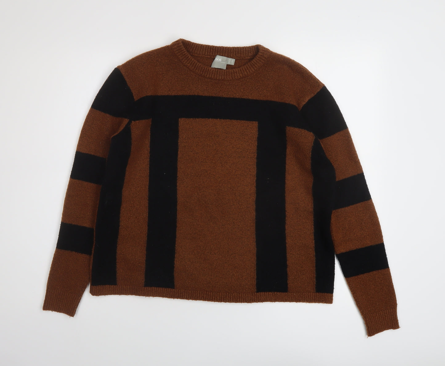 ASOS Womens Brown Crew Neck Acrylic Pullover Jumper Size 10