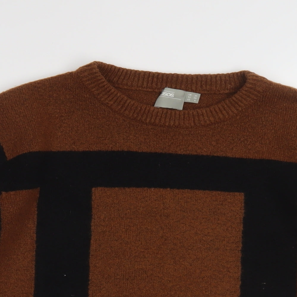 ASOS Womens Brown Crew Neck Acrylic Pullover Jumper Size 10
