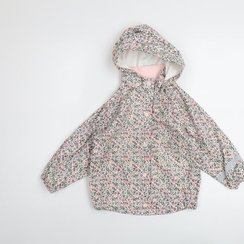 H&M Girls Multicoloured Floral Rain Coat Coat Size 3-4 Years Snap