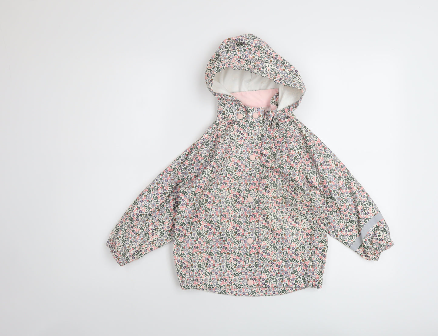 H&M Girls Multicoloured Floral Rain Coat Coat Size 3-4 Years Snap