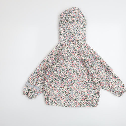 H&M Girls Multicoloured Floral Rain Coat Coat Size 3-4 Years Snap