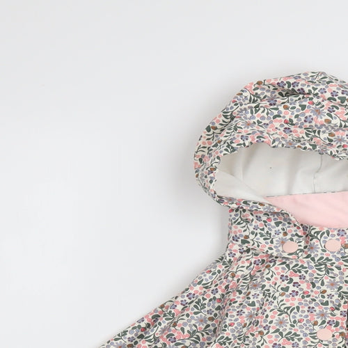 H&M Girls Multicoloured Floral Rain Coat Coat Size 3-4 Years Snap