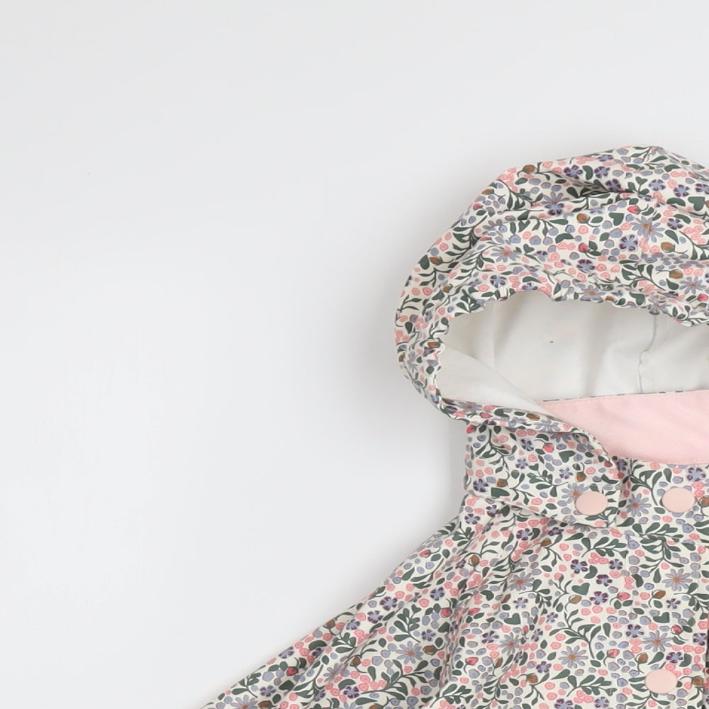 H&M Girls Multicoloured Floral Rain Coat Coat Size 3-4 Years Snap