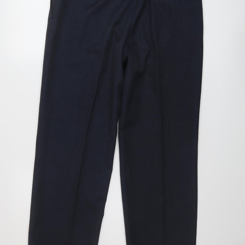 Marks and Spencer Mens Blue Polyester Trousers Size 32 in L29 in Regular Button