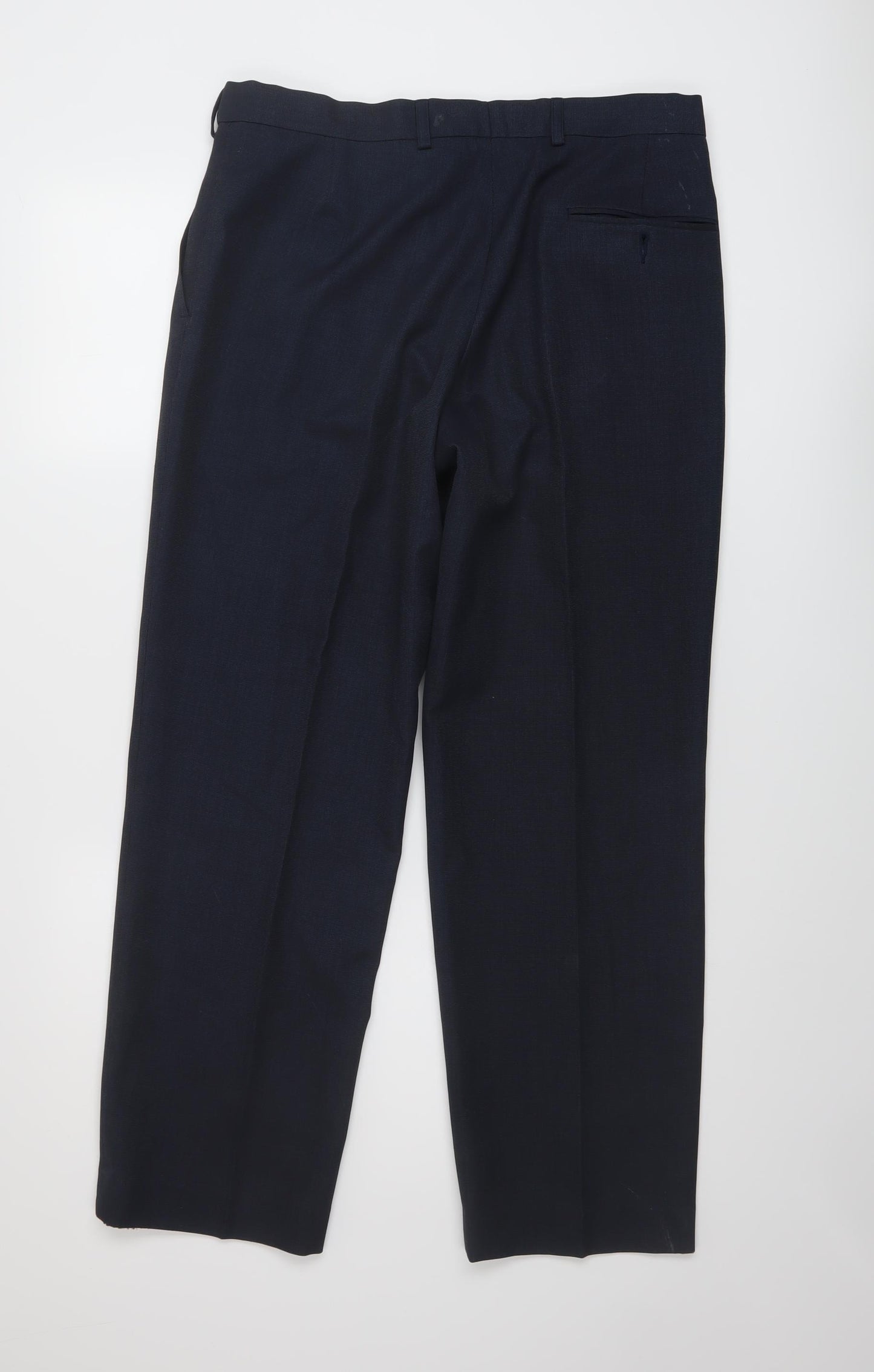 Marks and Spencer Mens Blue Polyester Trousers Size 32 in L29 in Regular Button