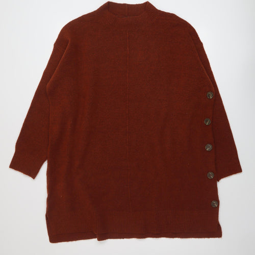NEXT Womens Red Mock Neck Acrylic Tunic Jumper Size L