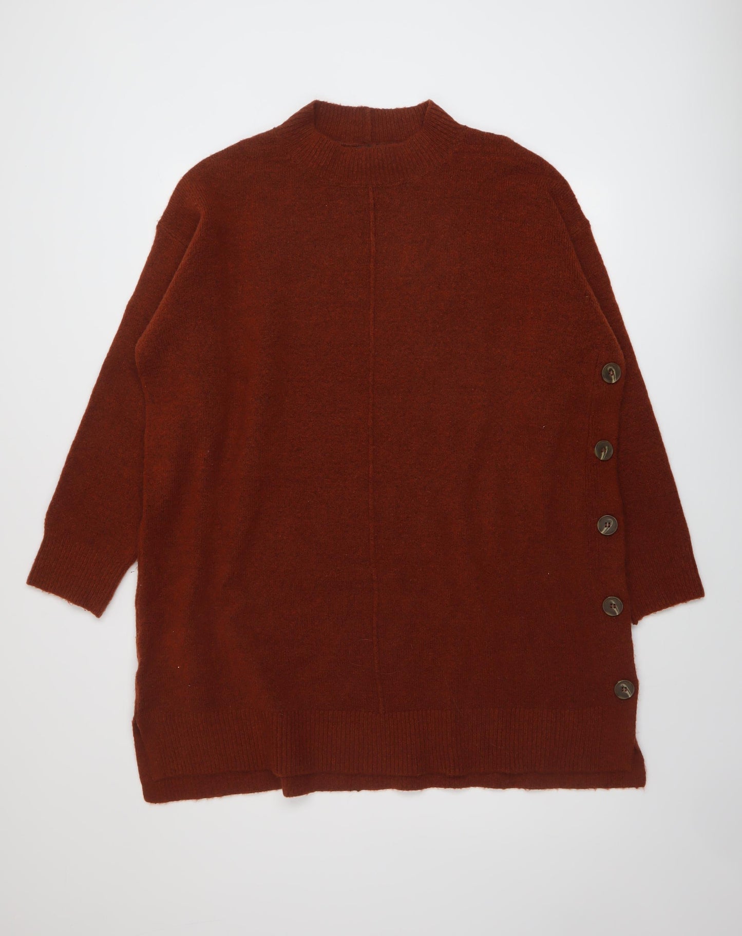 NEXT Womens Red Mock Neck Acrylic Tunic Jumper Size L