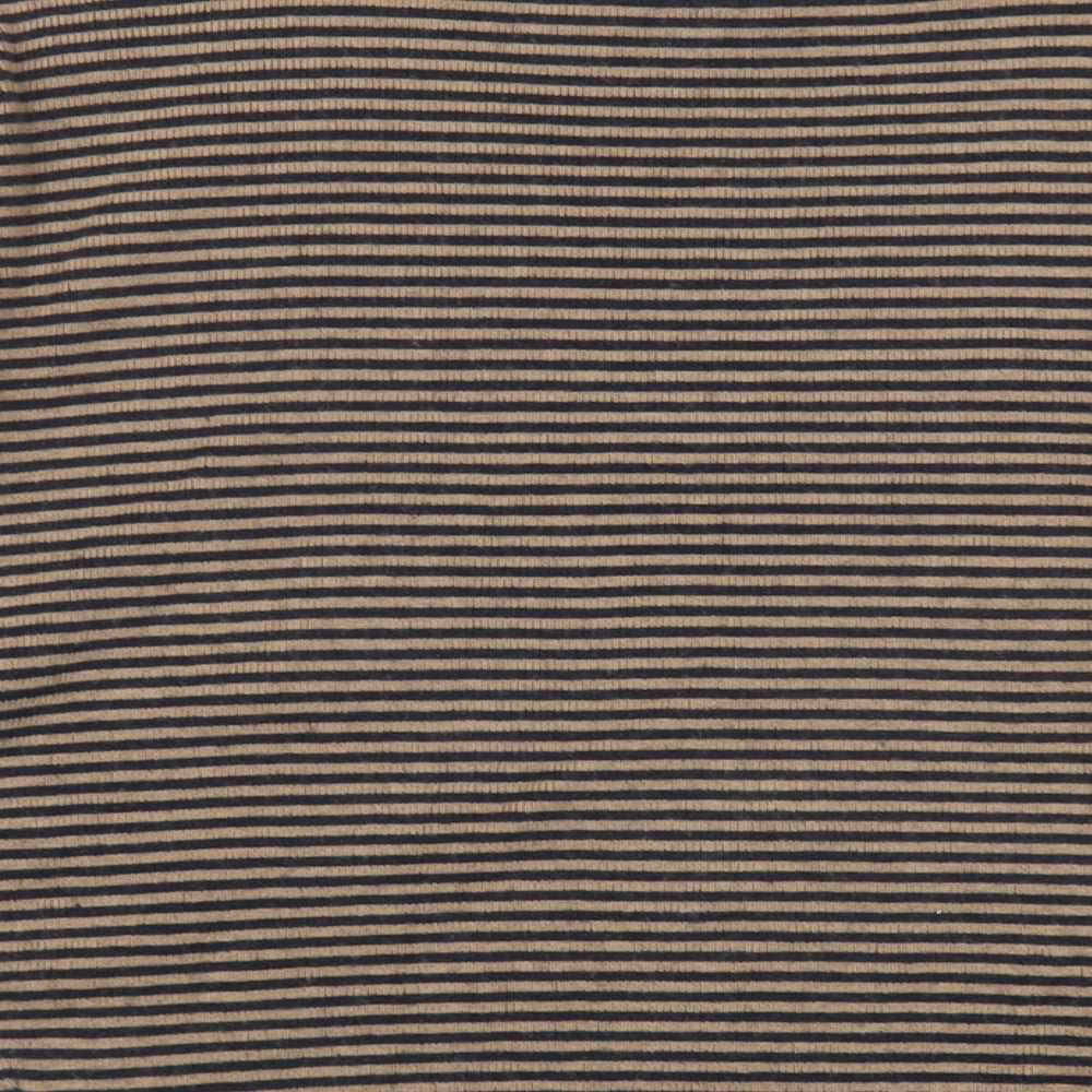 Autograph Womens Brown Mock Neck Striped Viscose Pullover Jumper Size 10