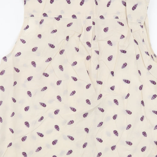 H&M Womens Ivory Geometric Cotton Basic Button-Up Size 8 Collared