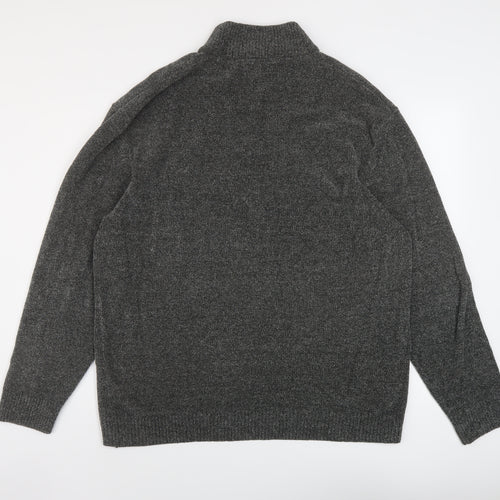 NEXT Mens Grey Mock Neck Acrylic Pullover Jumper Size 2XL Long Sleeve