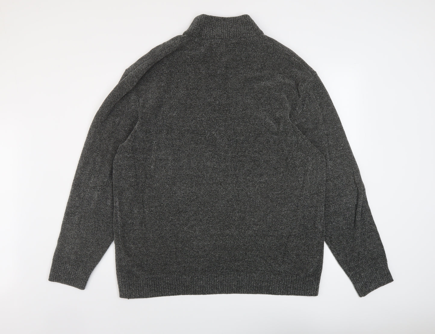 NEXT Mens Grey Mock Neck Acrylic Pullover Jumper Size 2XL Long Sleeve