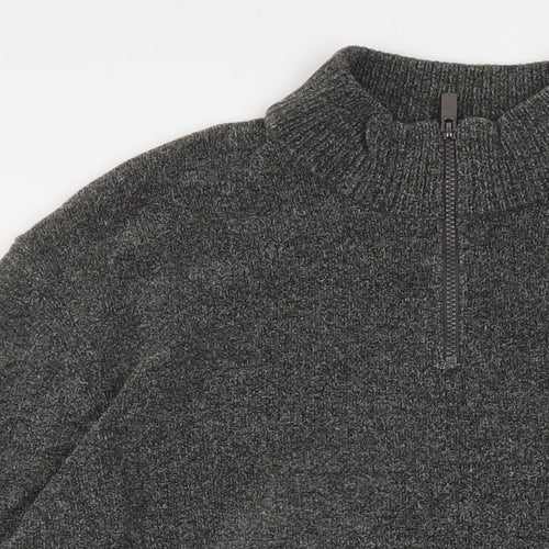 NEXT Mens Grey Mock Neck Acrylic Pullover Jumper Size 2XL Long Sleeve