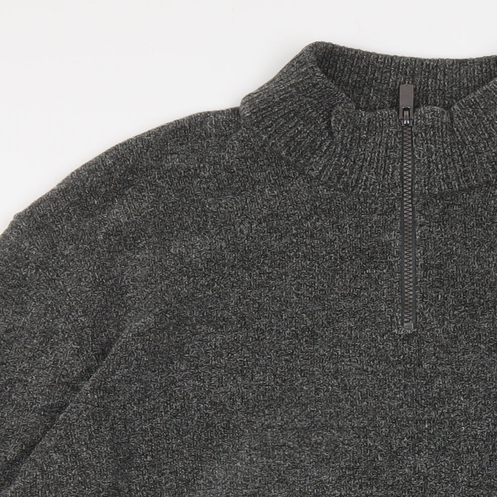NEXT Mens Grey Mock Neck Acrylic Pullover Jumper Size 2XL Long Sleeve
