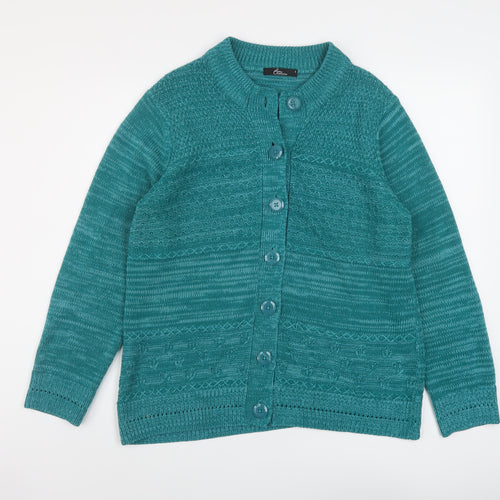 Bonmarché Womens Blue Round Neck Acrylic Cardigan Jumper Size S