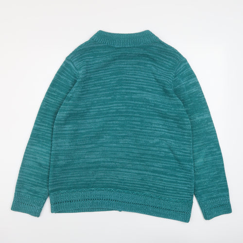 Bonmarché Womens Blue Round Neck Acrylic Cardigan Jumper Size S