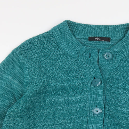 Bonmarché Womens Blue Round Neck Acrylic Cardigan Jumper Size S
