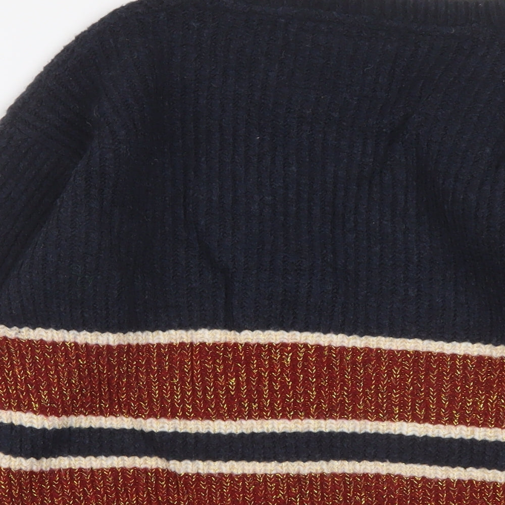 Marks and Spencer Girls Blue V-Neck Striped Acrylic Cardigan Jumper Size 11-12 Years Button - Harry Potter