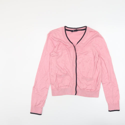 Crew Clothing Womens Pink V-Neck Viscose Cardigan Jumper Size 8