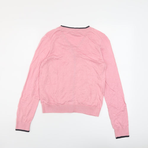 Crew Clothing Womens Pink V-Neck Viscose Cardigan Jumper Size 8