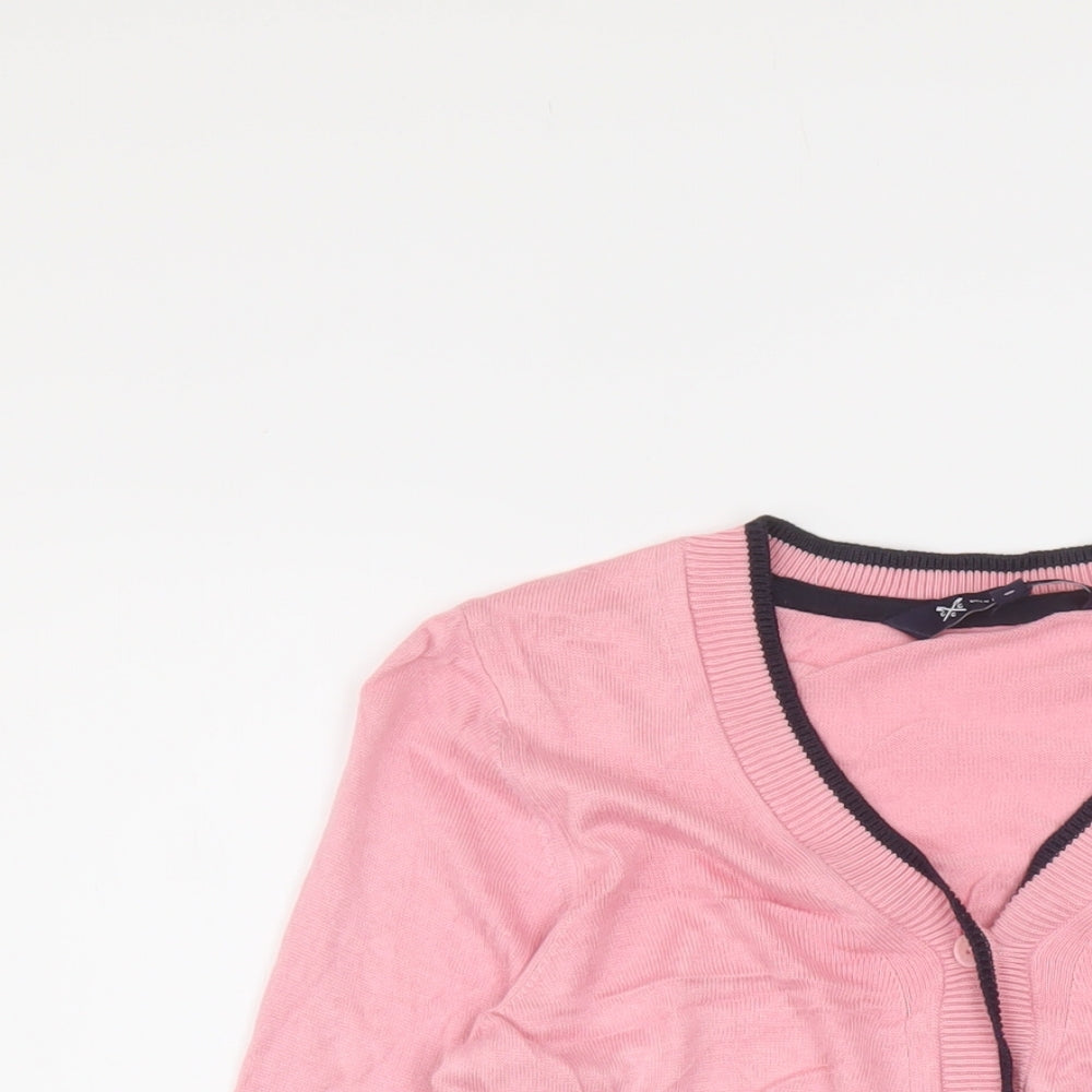 Crew Clothing Womens Pink V-Neck Viscose Cardigan Jumper Size 8