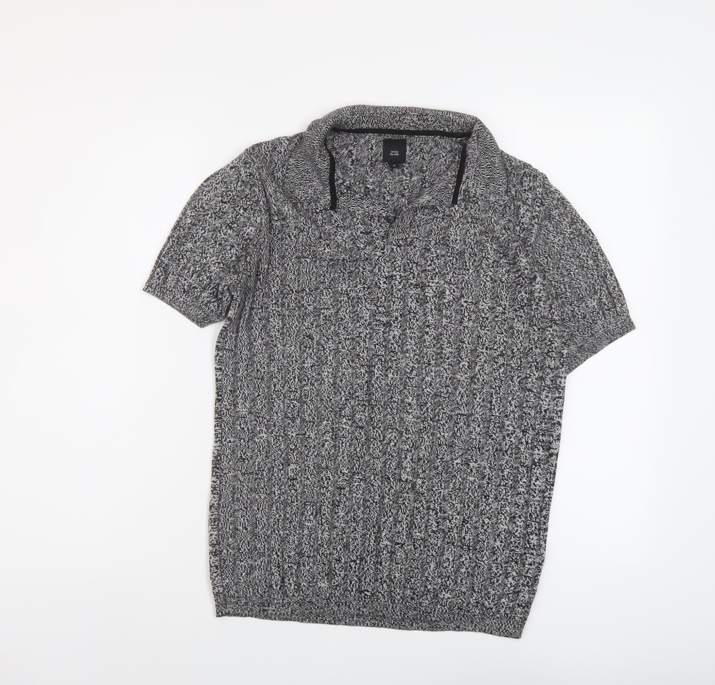 River Island Womens Grey Collared Viscose Pullover Jumper Size M