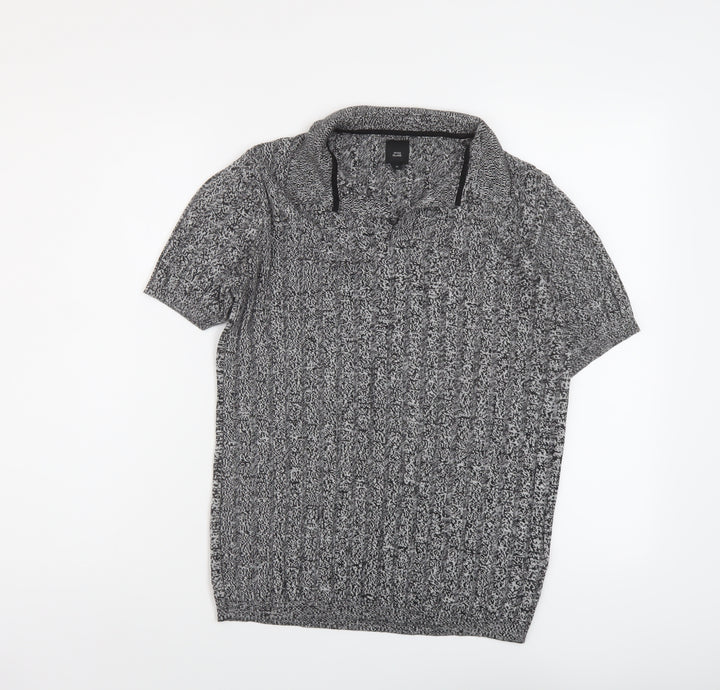 River Island Womens Grey Collared Viscose Pullover Jumper Size M