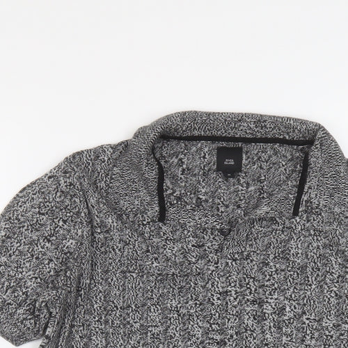 River Island Womens Grey Collared Viscose Pullover Jumper Size M
