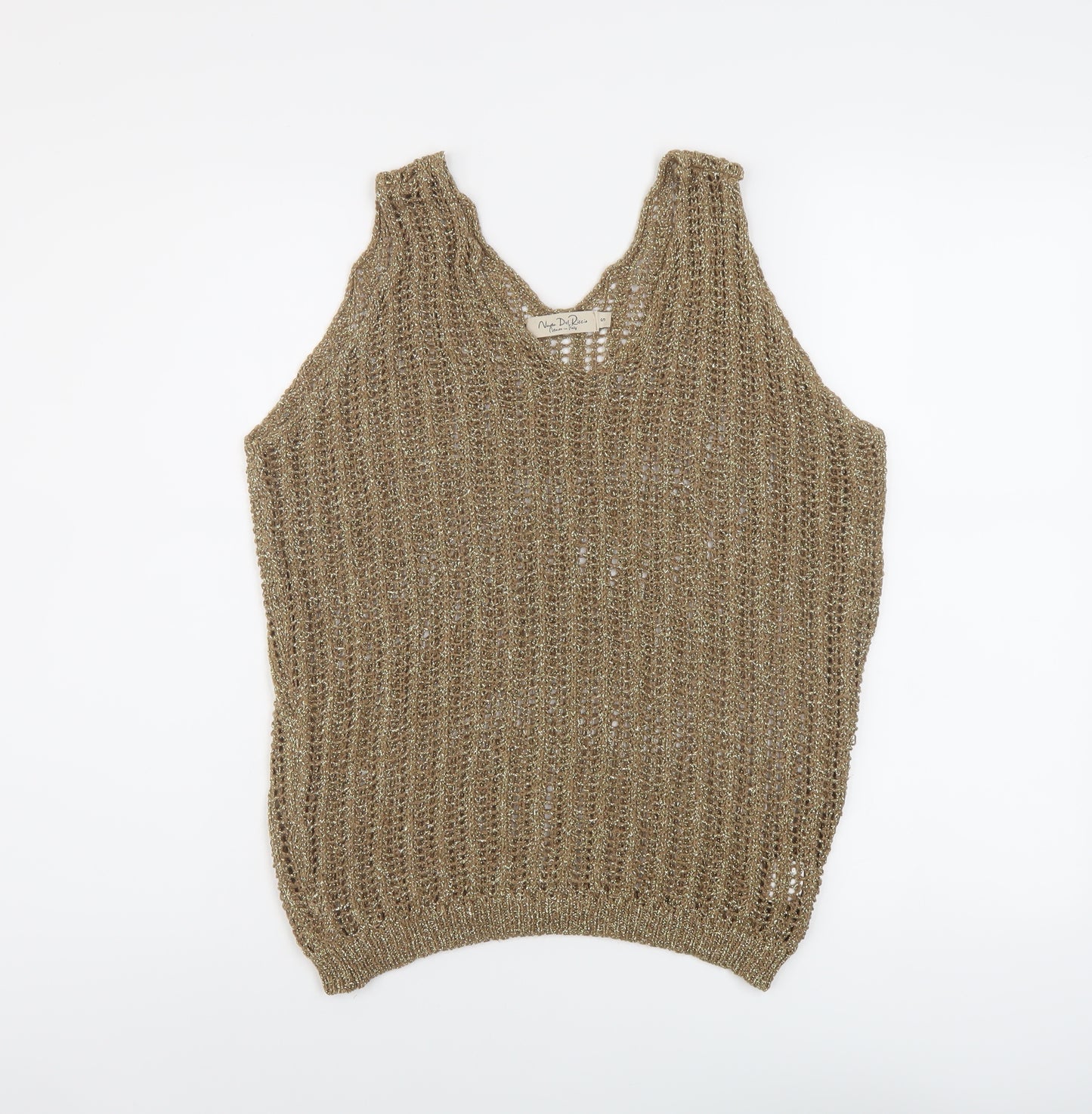 Noda Del Ricco Womens Gold Viscose Basic T-Shirt Size S V-Neck