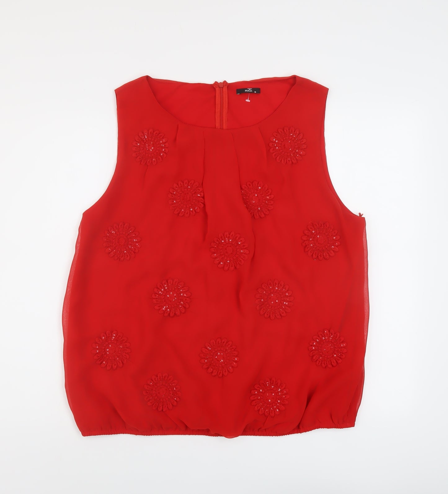 M&Co Womens Red Polyester Basic Tank Size 18 Round Neck