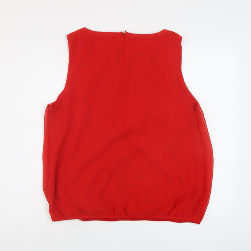 M&Co Womens Red Polyester Basic Tank Size 18 Round Neck