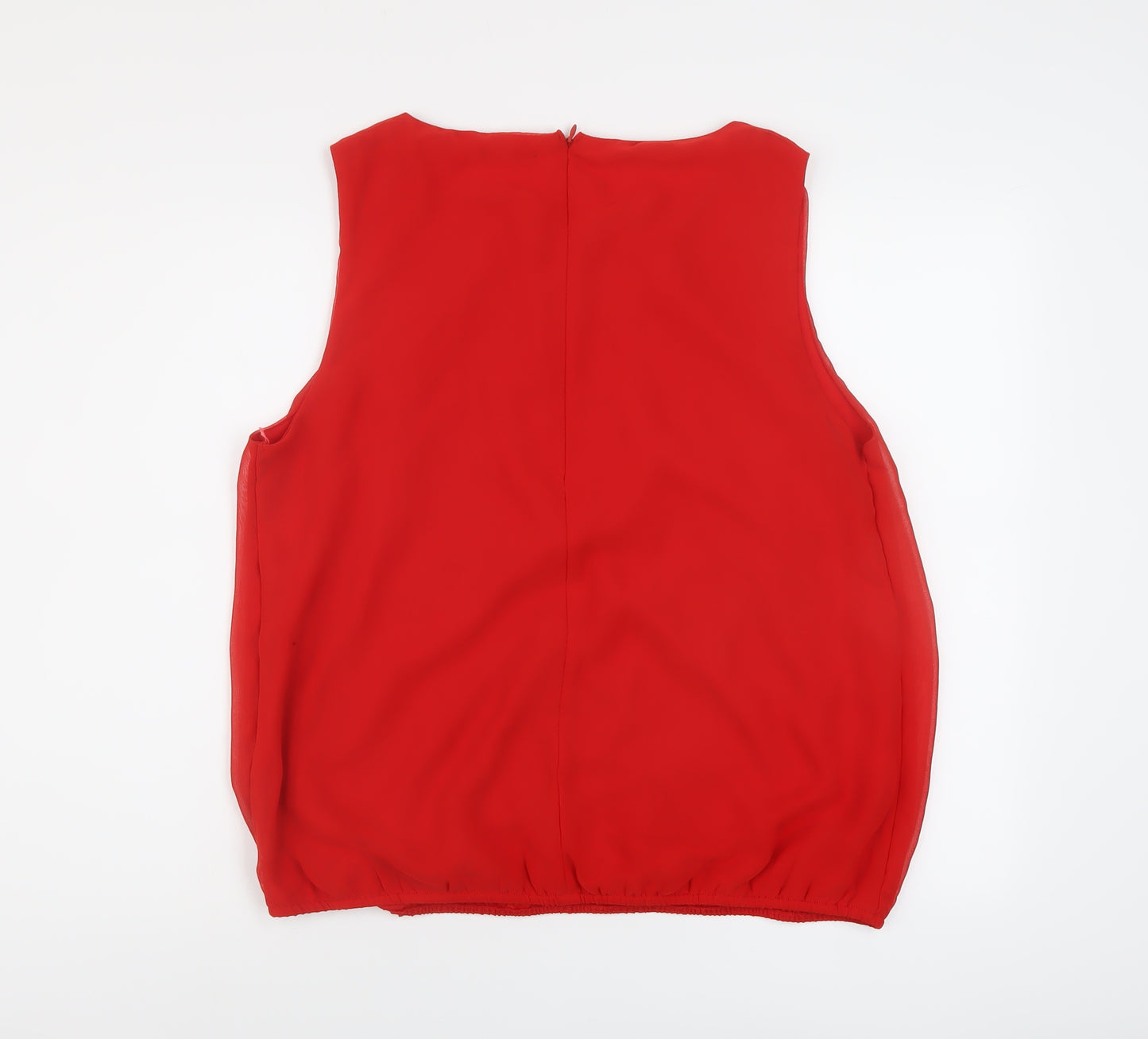 M&Co Womens Red Polyester Basic Tank Size 18 Round Neck