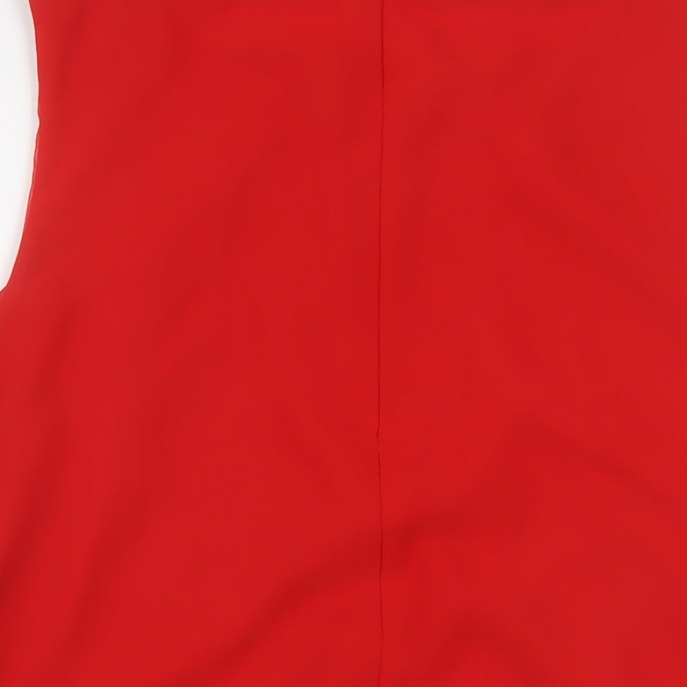 M&Co Womens Red Polyester Basic Tank Size 18 Round Neck
