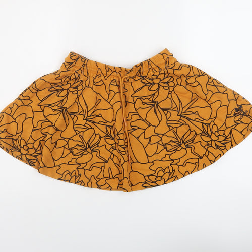 adidas Womens Orange Geometric Cotton Skater Skirt Size 8 Drawstring