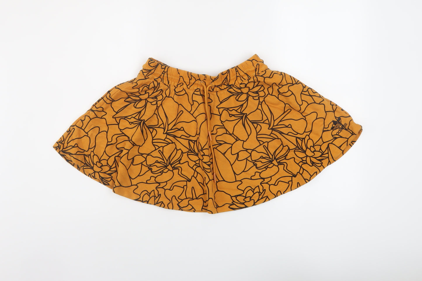 adidas Womens Orange Geometric Cotton Skater Skirt Size 8 Drawstring