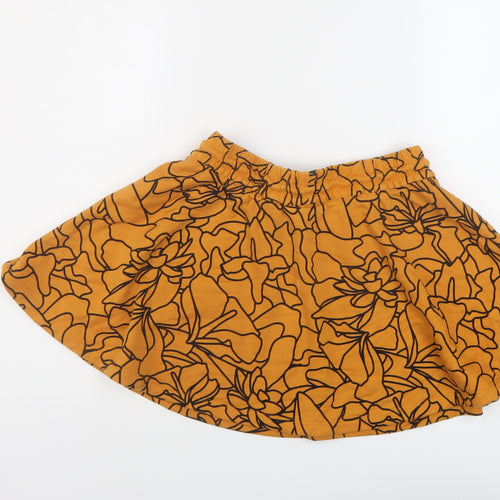 adidas Womens Orange Geometric Cotton Skater Skirt Size 8 Drawstring